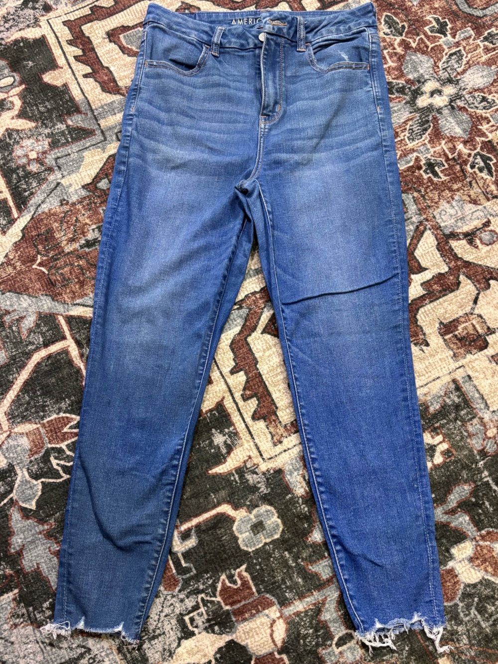 American Eagle Outfitters Distressed Medium Blue Skinny Jeans